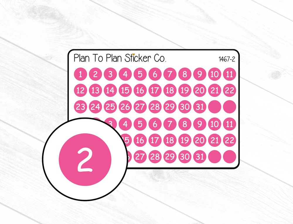 1467-2~~Dark Pink Date Dots Planner Stickers.