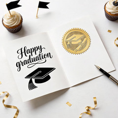Graduation Class of 2026 Stickers 2 Inch 100Pcs Gold Embossed Graduation Cap Dip