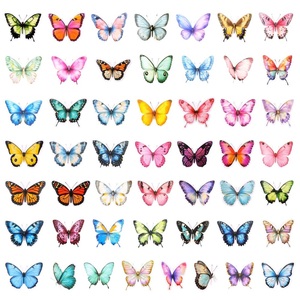 50 Pcs Butterflies for Crafts, Butterfly Stickers 2.0 to 2.5 inches, Multi