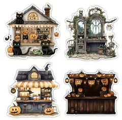 10pcs Halloween Store Front Stickers- Scrapbook, Journal, DIY Crafts & Cards