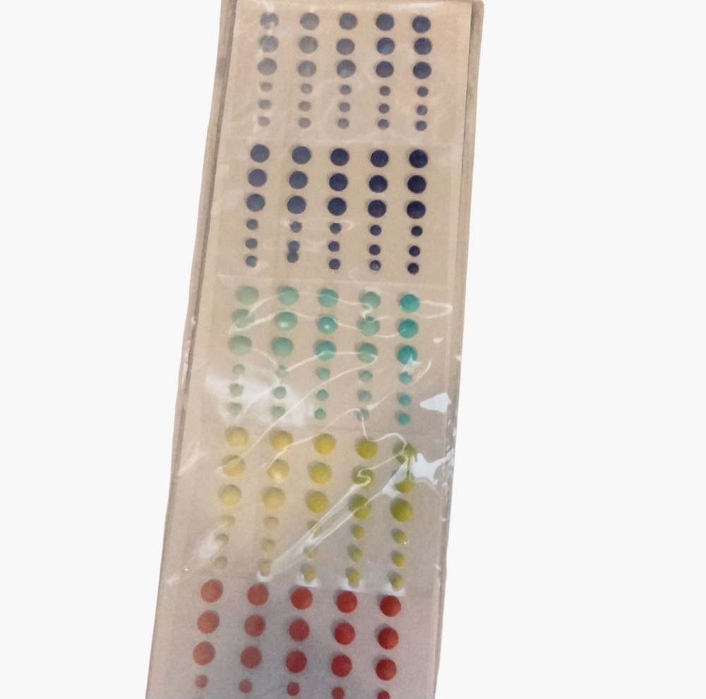 Adhesive Embellishment Dots Rainbow Colors 3MM 5MM Sizes Stampin Up 150 Ct