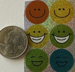 PRISMATIC SMILEY FACE Stickers(18pc)Rainbow•Colorful •Happy•Laughing•Card Making