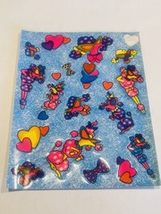 Vintage Lisa Frank ticker Sheet *1 Sticker Missing* Poodle Dog Hearts Bows BIN72