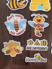 STICKERS x 10 Honey Bee Positive Apiculture Beehive Cartoon Sticker BEH3