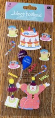 RARE Jolees Clown Birthday Ice Cream Cake Balloon Happy Party Scrapbook Stickers