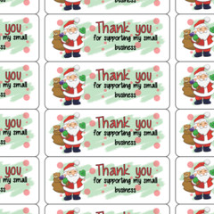 Custom Cute Thank you stickers ( 1×2 5/8 «) 100 count thank you labels santa