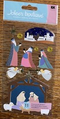 VERY RARE Jolees Nativity Scene CHRISTMAS Manger Angel Jesus Shepard 3D Stickers
