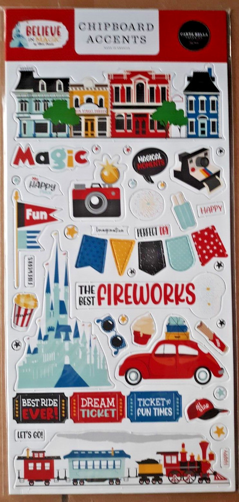 CARTA BELLA CHIPBOARD ACCENTS~BELIEVE IN MAGIC~ LARGE 6″X13″~GREAT FOR DISNEY