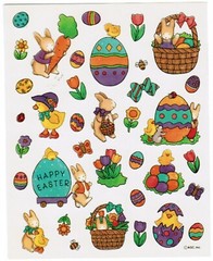 VTG 7 Sheets Happy EASTER Bunny Carrot Eggs SPRING Stickers! Basket Ducks 90s