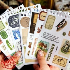 WCCH Vintage Scrapbook Sticker Supplies, 50 Sheets Washi Paper Self-Adhesive …