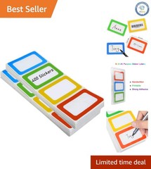 Strong Adhesive Name Tags – 3.5×2.25 Size, 400 Colorful All-Purpose Stickers