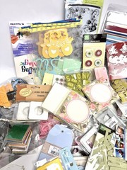 100+ Variety Lot Crafting Scrapbooking Items: Metal Letters Tags Embellishments