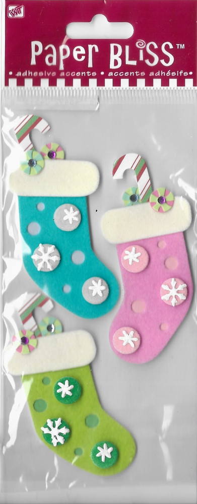 Christmas Stockings Pastel Pink Blue Green Candy Canes Baby Paper Bliss Stickers