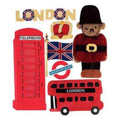 Jolee’s Boutique Sticker Collage, LONDON: Phone Booth, Bus, Flag, Crown, Sentry