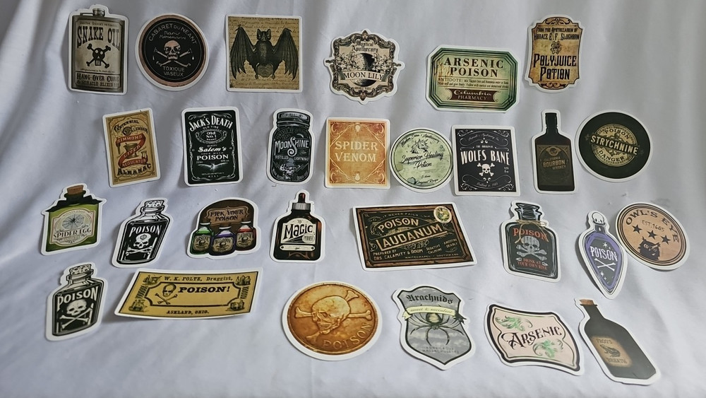 Lot Of Halloween Potion Bottle Label Stickers Journal Collage Apothacary Book