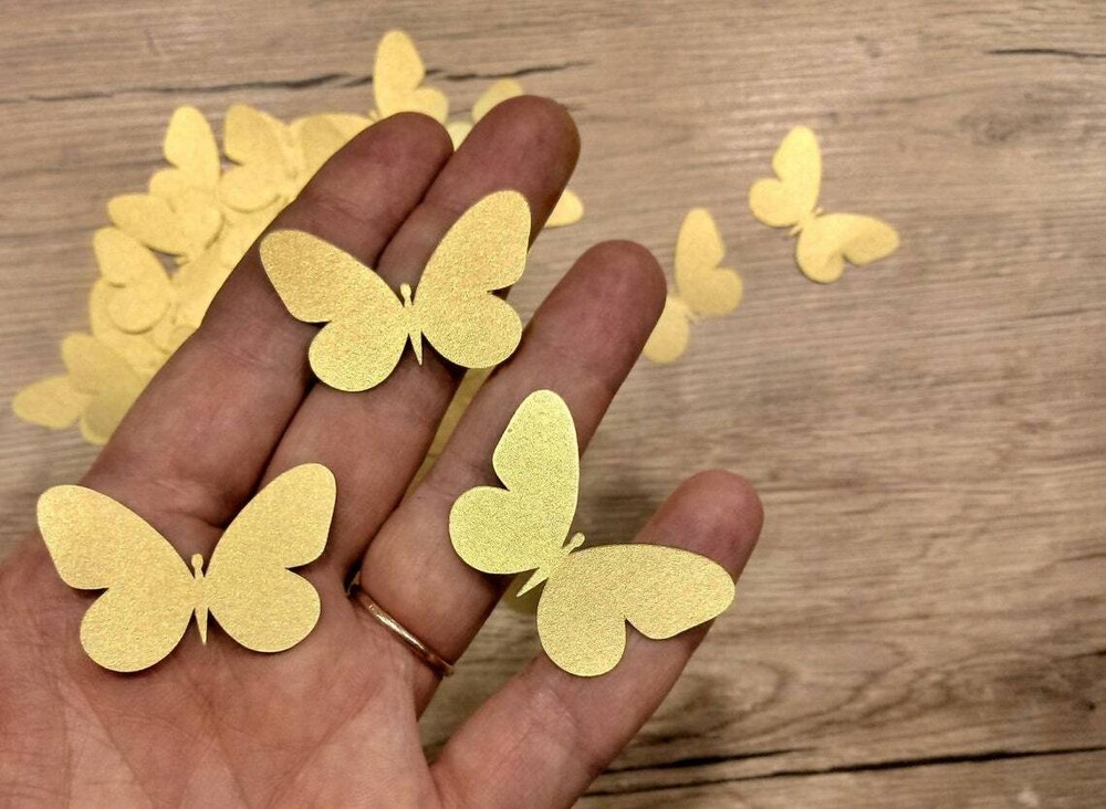 Gold Paper butterflies 1 inch x 1.5 inch small butterfly gold wedding decoration