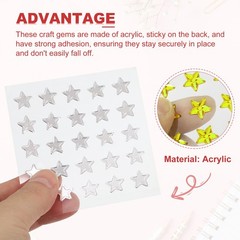 5 Sheet Star Gem Stickers 10mm, Self Adhesive Jewel Sticker Light Yellow