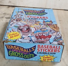gross out baseball stickers bubble gum original box sealed package old stock