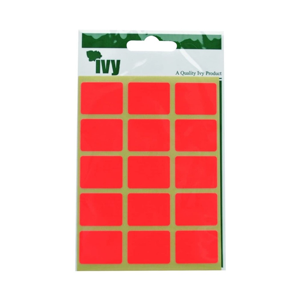 OBLONG STICKY LABELS 19 x 25mm FLUORESCENT RED SELF ADHESIVE STICKERS