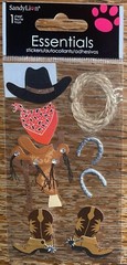 Keepsake Essentials 3D Cowboy Hat Saddle Boot Horse Shoe Rope Scrapbook Stickers