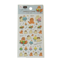 Daiso Sweet Animals Cat Sweets Time Clear Seal Sticker Sheet