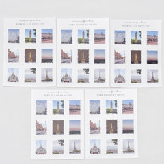 Paris London Postage Stamp Sticker 1Pack 5Sheets Bright Vivid Color Good Quality