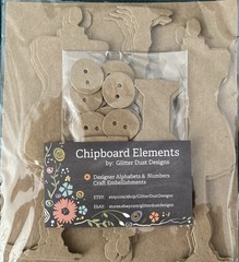 Lot of (2) Cardboard Accents by Glitter Dust Designs, mannequins, buttons,hearts