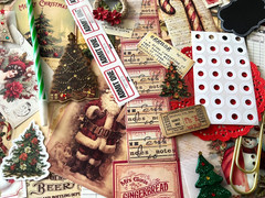 #24 -150pcs CHRISTMAS JUNK JOURNAL 3D KIT with Candy Cane Pen & REAL EPHEMERA
