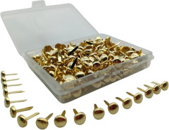 300 Pieces 6Mm round Gold Brads, Paper Fasteners Metal Brads with Storage Box, P