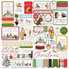 12×12 Sheet Echo Park Paper WINNIE THE POOH CHRISTMAS Scrapbook Element Stickers