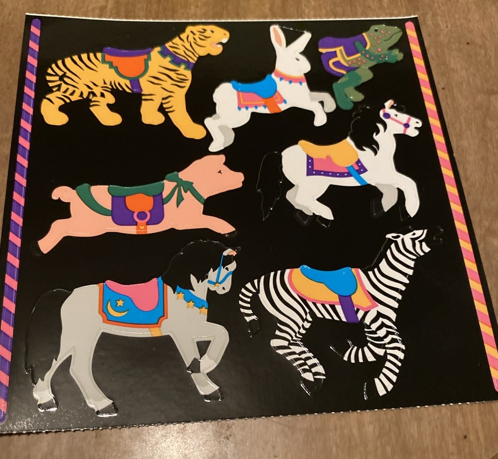 Mrs. Grossman Vintage Sticker Sheet ~ Julie Cohen Carousel Animals. 6x6inch