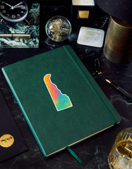 Delaware Sticker – Rainbow Gradient State Art with Gold Foil Birds & Flowers