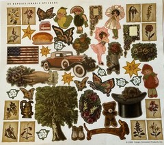 ANTIQUE Stickers(49pc)Fiskars •Vintage•Household•Girls•Flowers •Family•Memories•
