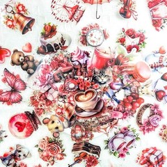 50 Pcs Red Valentine’s Day Waterproof Clear Stickers – Romantic Valentines