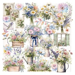 25 pcs Spring Bouquet Translucent Vellum Matte Surface Paper Sticker Scrapbook