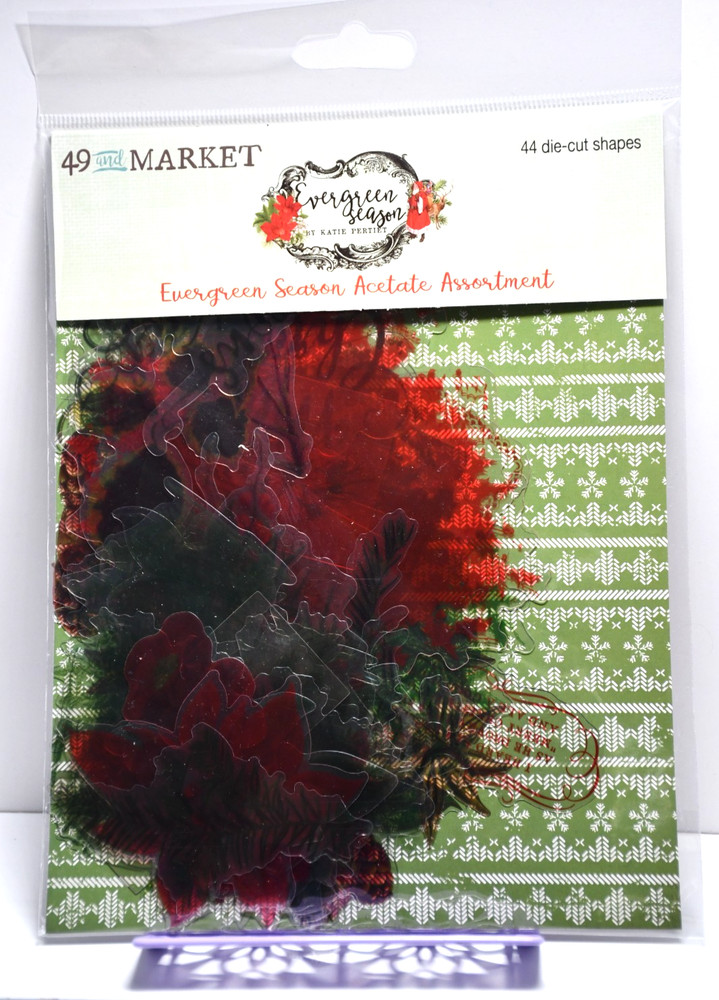 49 and Market Evergreen Season Acetate Assortment – 44 die cut shapes – NIP