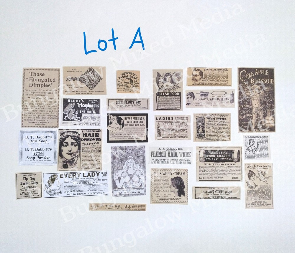 BEAUTY 24pc LOT A Junk Journal Ephemera Paper Pack Vintage Ads Collage Art