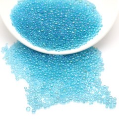 50g Sky Blue Glass Caviar MicroBeads Bubbles Balls Fillers Mixed Size Nail Art