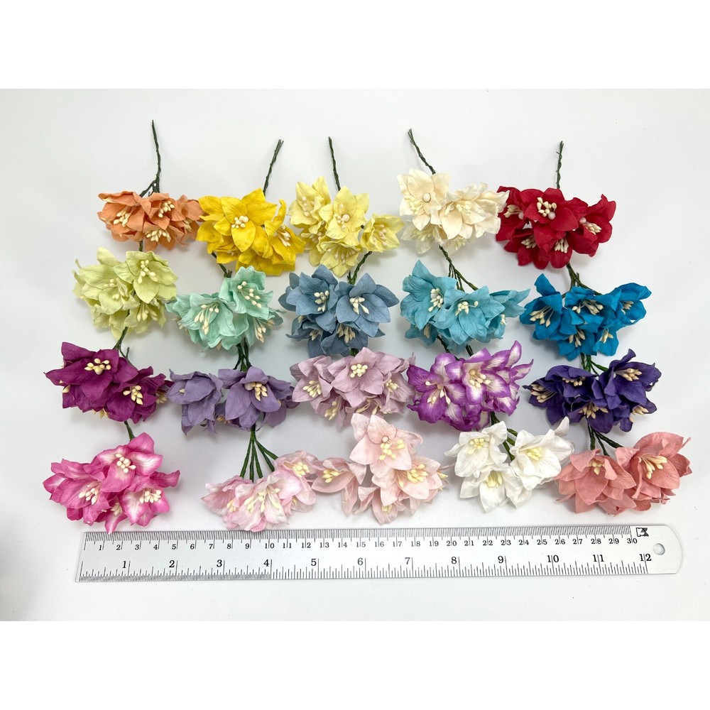 100 MIXED of 20 Colors Medium Lily Paper Flower Wedding Scrapbook (LY1-Mixed-C3)