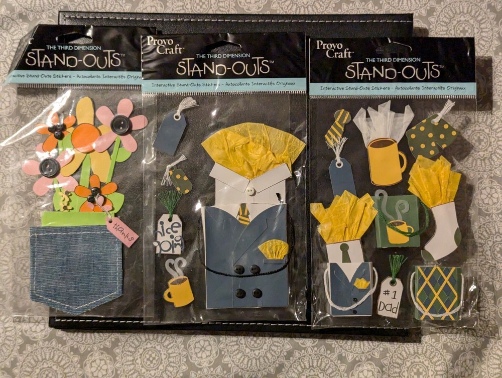 Provo Craft Stand-Outs Lot of 3 Dad & Thank You Theme NIP