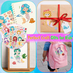 48 Sheets Glitter Mermaid Crafts Stickers for Kids Birthday Party Decorations