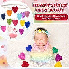 Fanfanwin 15 Pcs Felt Hearts for Crafts 1.6 x 1.8 x 0.4 inches, rainbow color