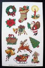 VINTAGE 1992 CURRENT 12 TRADITIONAL CHRISTMAS STICKERS 1 SHEET 5 3/4″ x 9″
