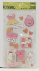 Studio 112 Newborn Baby Girl Chipboard Stickers Dimensional Cards Scrapbooking