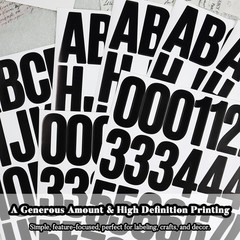 280 Alphabet Number Stickers, 8 Sheets 2 Inch Self-Adhesive Vinyl Letters Sticke