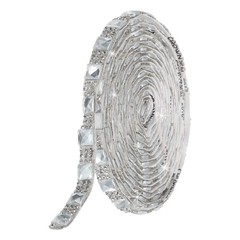 3 Yard 8mm Self Adhesive Crystal Rhinestone Ribbon Square Diamond White