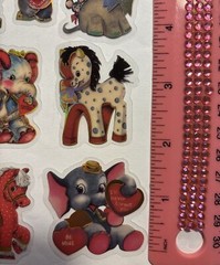 Set Of 15 VINTAGE STYLE Valentine’s Stickers Elephant Pony