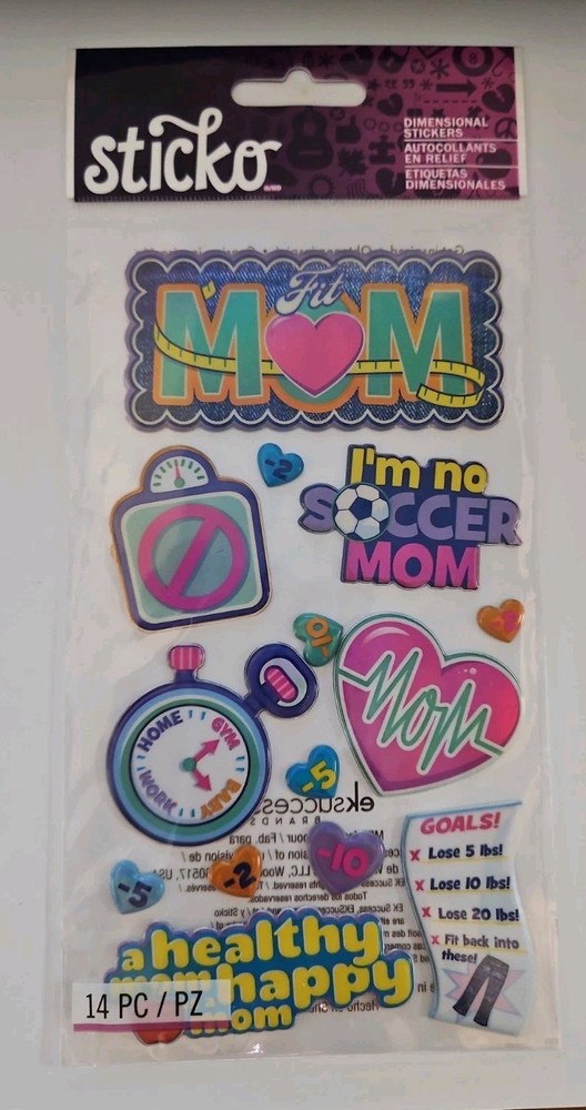 Sticko eksuccess FIT MOM dimensional stickers, NIP 14 pieces/stickers