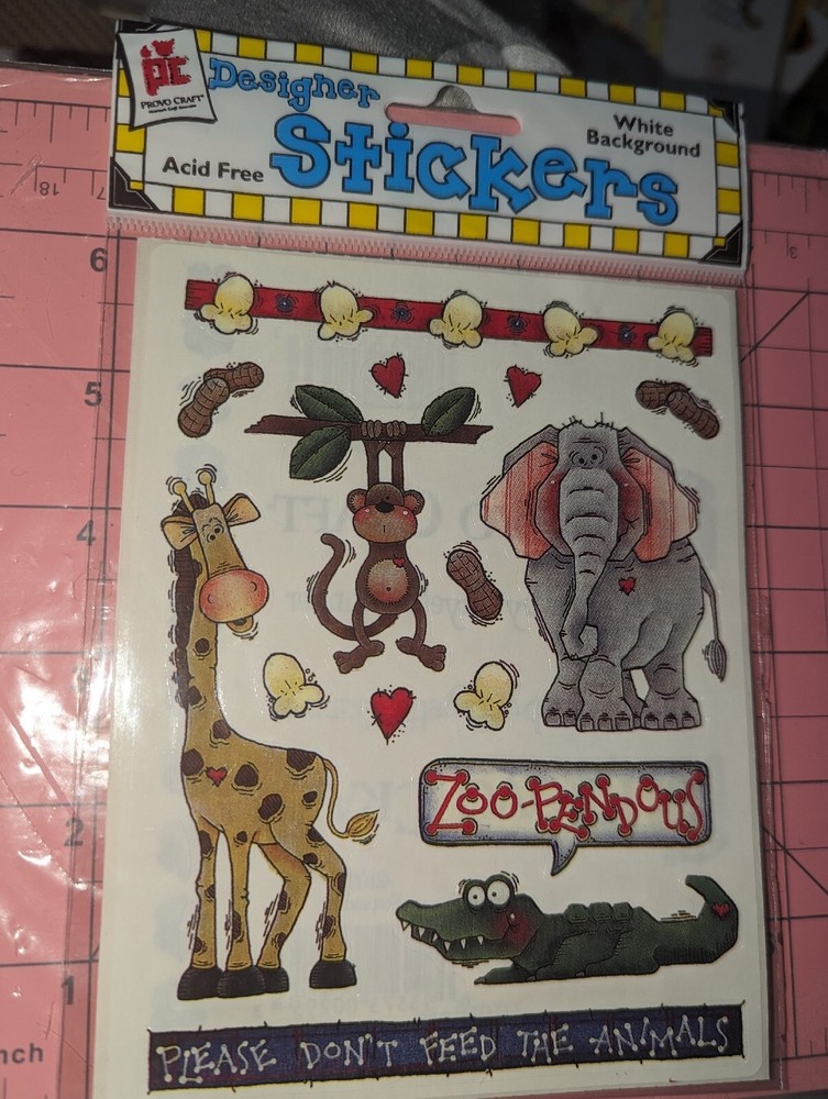 Vintage Provo Craft Designer Stickers Zoo Please Don’t Feed The Animals 2 Sheets