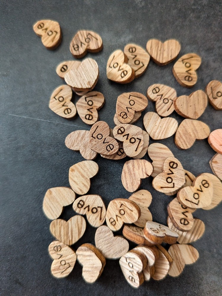 Small Rustic Wooden Love Hearts – 10mm & 15mm – Craft Packs 50–500